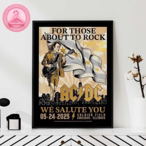 ACDC Power Up Chicago Tour Poster For Soldier Field In Chicago Illinois On May 24th 2025 For Those About To Rock Home Decor Poster Canvas