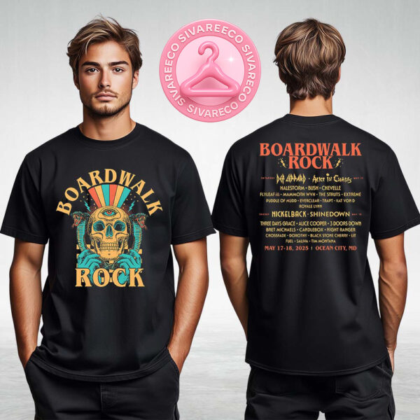 Boardwalk Rock Skull Lineup Tee Two Sides Unisex T-Shirt