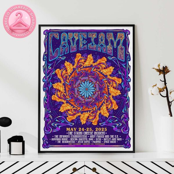 Cavejam Festival Full Line Up Poster For The The Caverns In Grundy CO Tennessee On May 24 25 2025 Home Decor Poster Canvas