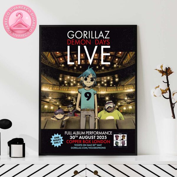 Gorillaz Demon Days Live Full Album Performance On August 30th 2025 At Copper Box Arena In London UK Home Decor Poster Canvas