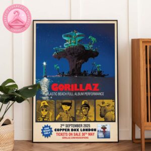 Gorillaz Plastic Beach Full Album Performance Show Copper Box Arena In London UK On September 2nd 2025 Home Decor Poster Canvas