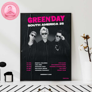 Greenday South America 2025 Tour Dates Schedule Festival Home Decor Poster Canvas