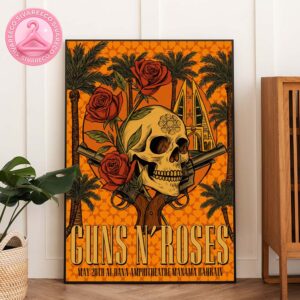 Guns N Roses Bahrain 2025 Poster At Al Dana Amphitheatre Manama Bahrain On May 20 2025 Home Decor Poster Canvas