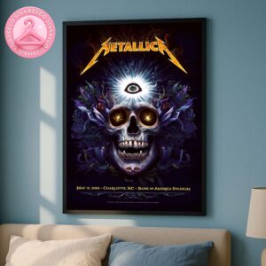 Metallica M72 Charlotte Poster For Tonight At Bank of America Stadium In Charlotte NC On May 31 2025 Skull Art with Third Eye Home Decor Poster Canvas