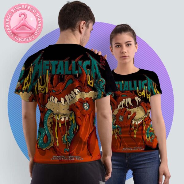 Metallica M72 Philly Full Show Combined Poster In Philadelphia Pennsylvania At Lincoln Financial Field On May 23th And  25th 2025 M72 North America Tour All Over Print Shirt
