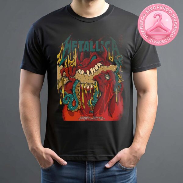 Metallica M72 Philly Night 2 Venue Poster In Philadelphia Pennsylvania At Lincoln Financial Field On May 25th 2025 M72 North America Tour Unisex T-Shirt