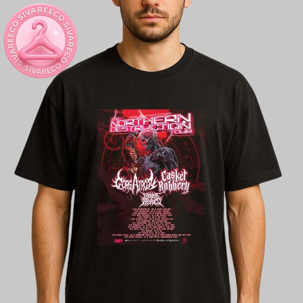 2025 Northern Destruction Tour US And Canada Death Metal Concert Poster Dates And Locations Unisex T-Shirt