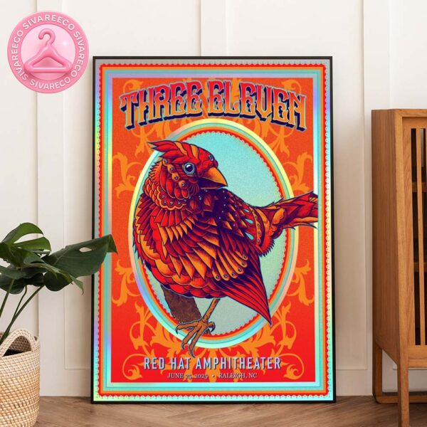 311 Poster at Red Hat Amphitheater in Raleigh NC June 25 2025 Featuring Cardinal Artwork Home Decor Poster Canvas