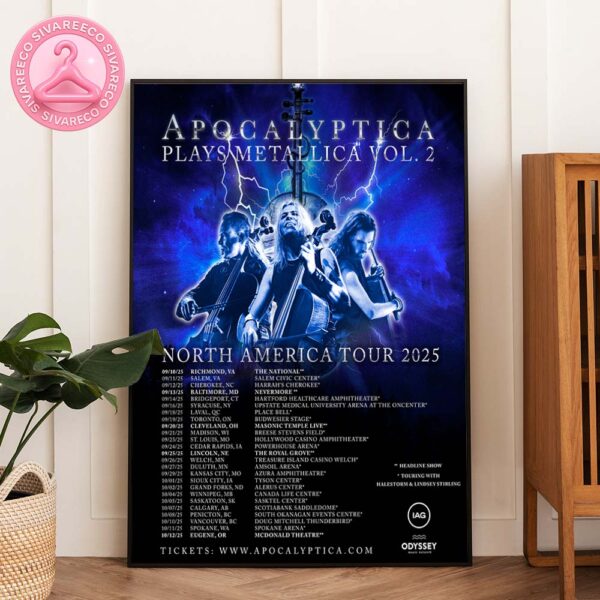 Apocalyptica Plays Metallica Vol. 2 North America Tour 2025 Poster With Lightning Cello Artwork Home Decor Poster Canvas