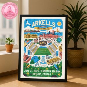 Arkells The Rally Poster At Hamilton Stadium In Ontario Canada On June 21 2025 With Colorful Cityscape Scene Home Decor Poster Canvas