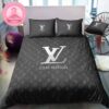 Classic Louis Vuitton Big Logo In Basic Red Background Bedding Set Queen Size
