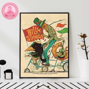 Billy Strings Night 1 At Chaifetz Arena In St. Louis, Missouri – June 13, 2025 – Surreal Bicycle Parade With Crow And Guitar Horse Home Decor Poster Canvas