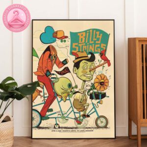 Billy Strings Night 2 At Chaifetz Arena In St. Louis, Missouri – June 14, 2025 – Surreal Bicycle Parade With Pinocchio And Alien Duo Home Decor Poster Canvas