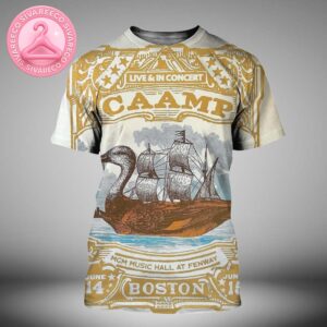 Caamp Live Music Poster At MGM Music Hall At Fenway In Boston MA On June 14 and 15 2025 With Duckboat Sailing Ship Artwork All Over Print Shirt