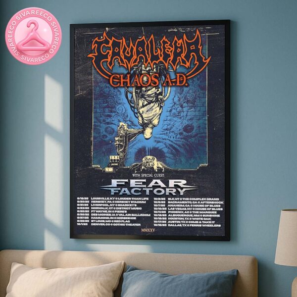 Cavalera Chaos A.D With Speacial Guest Fear Factory Tour 2025 Dates And Locations Home Decor Poster Canvas
