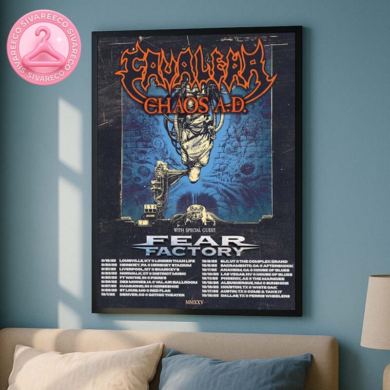 Cavalera Chaos A.D With Speacial Guest Fear Factory Tour 2025 Dates And Locations Home Decor Poster Canvas