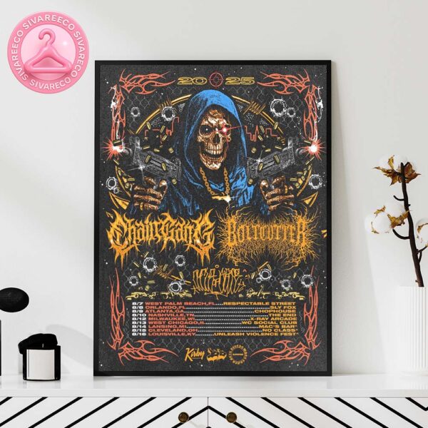 Chain Gang and Boltcutter Tour 2025 Poster Featuring Grim Reaper Artwork and US Dates Home Decor Poster Canvas