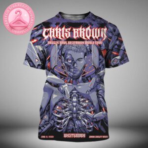 Chris Brown Breezy Bowl XX Tour 2025 Poster At Johan Cruyff Arena In Amsterdam On June 8 2025 With Cyborg Mecha Sci Fi Artwork All Over Print Shirt