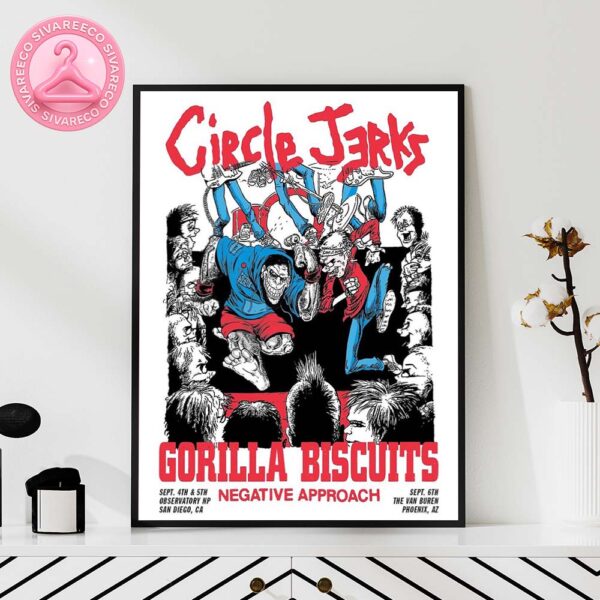 Circle Jerks Music Show Poster In San Diego Observatory NP On September 4 & 5 2025 And In Phoenix The Van Buren On September 6 2025 Home Decor Poster Canvas