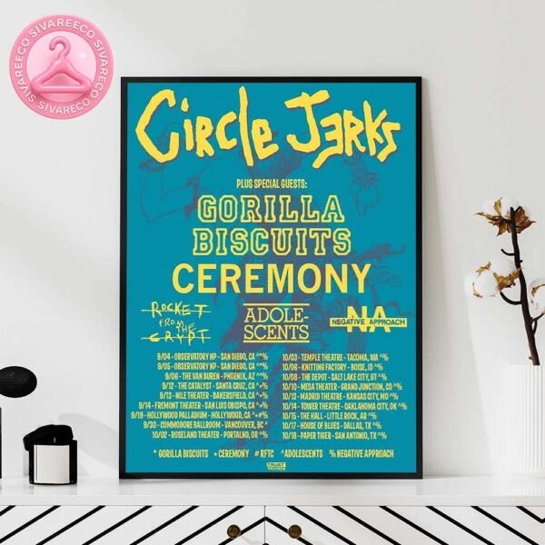 Circle Jerks US Tour Music Show Poster In San Diego CA And Phoenix AZ September 2025 Punk Art Home Decor Poster Canvas