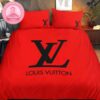 Louis Vuitton Big Logo In Black Monogram Background Comforter Bedding Set