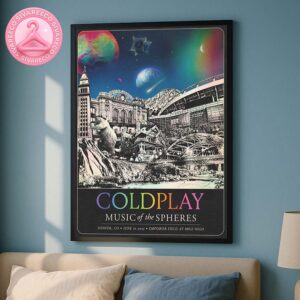 Coldplay Music Of The Spheres World Tour 2025 Poster For Denver CO At Empower Field At Mile High On June 10 2025 Home Decor Poster Canvas