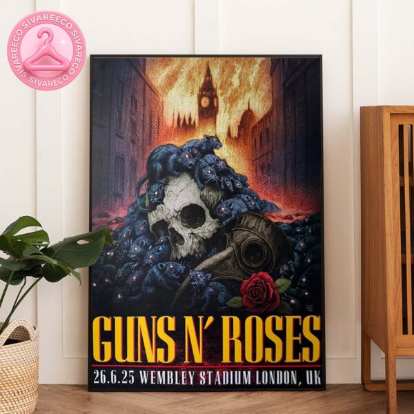 Concert Poster Artwork For Guns N’ Roses Live At Wembley Stadium In London United Kingdom On June 26 2025 Home Decor Poster Canvas