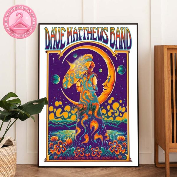 Dave Matthews Band At Riverbend Music Center In Cincinnati OH On June 13 2025 Psychedelic Artwork By Helen Kennedy Home Decor Poster Canvas