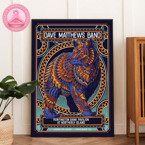 Dave Matthews Band Music Poster For Chicago At Huntington Bank Pavilion On June 28 2025 Home Decor Poster Canvas