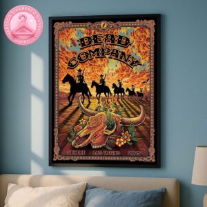 Dead And Company Live Poster At Sphere In Las Vegas NV In 2025 Featuring Skeleton Cowboys At Sunset Home Decor Poster Canvas