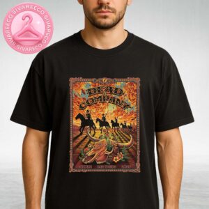 Dead And Company Live Poster At Sphere In Las Vegas NV In 2025 Featuring Skeleton Cowboys At Sunset Unisex T-Shirt