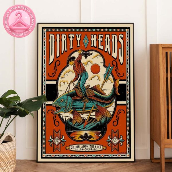 Dirty Heads Concert Poster At Dillon Amphitheater In Dillon Colorado On June 28 2025 With Cowboy Riding Fish Artwork Home Decor Poster Canvas