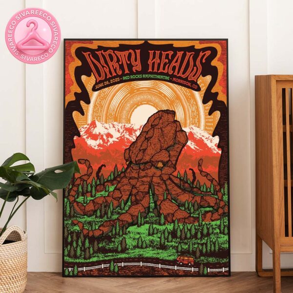 Dirty Heads Live Poster At Red Rocks Amphitheatre In Morrison Colorado On June 26 2025 With Psychedelic Rock Artwork Home Decor Poster Canvas