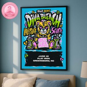 Diva Bleach Tour 2025 Music Show Poster For Greensboro North Carolina USA At Flat Iron On June 15 2025 Home Decor Poster Canvas