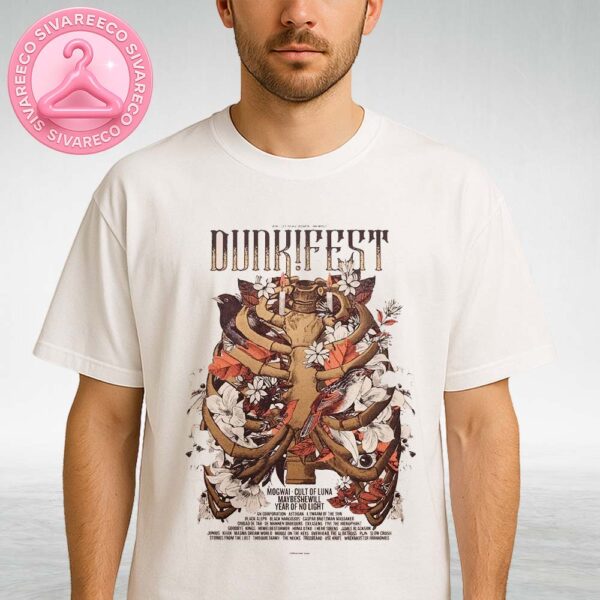 Dunk!Fest 2025 At Chinastraat In Ghent, Belgium – Floral Skull And Birds Festival Artwork Unisex T-Shirt