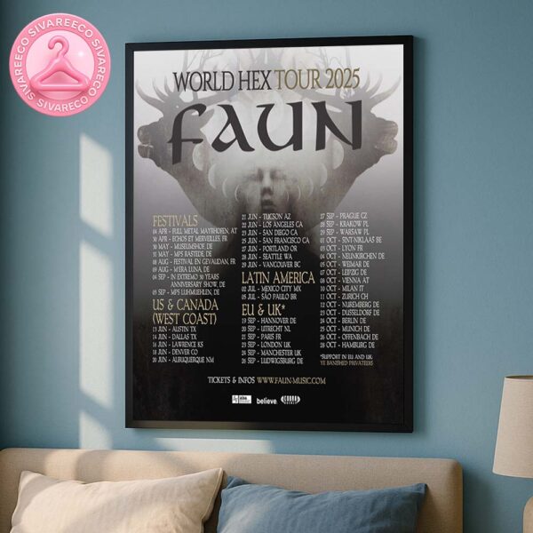 Faun World Hex Tour 2025 Poster For World Tour Mystical Antlered Deer Spirit With Ethereal Forest Art Work Home Decor Poster Canvas