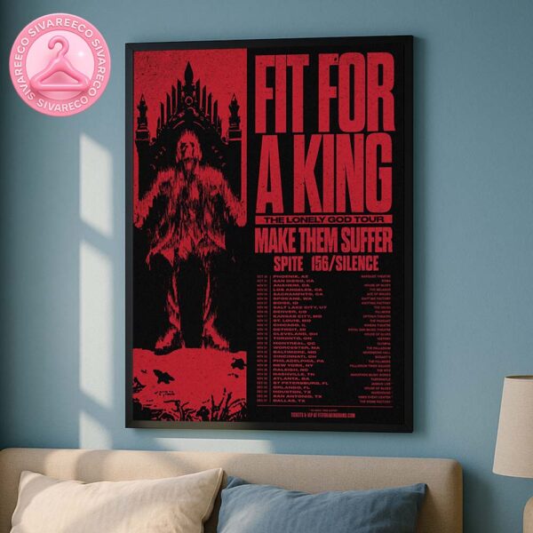 Fit For A King The Lonely God Tour 2025 Poster With Gothic Red Black Artwork And Full US Tour Dates Home Decor Poster Canvas