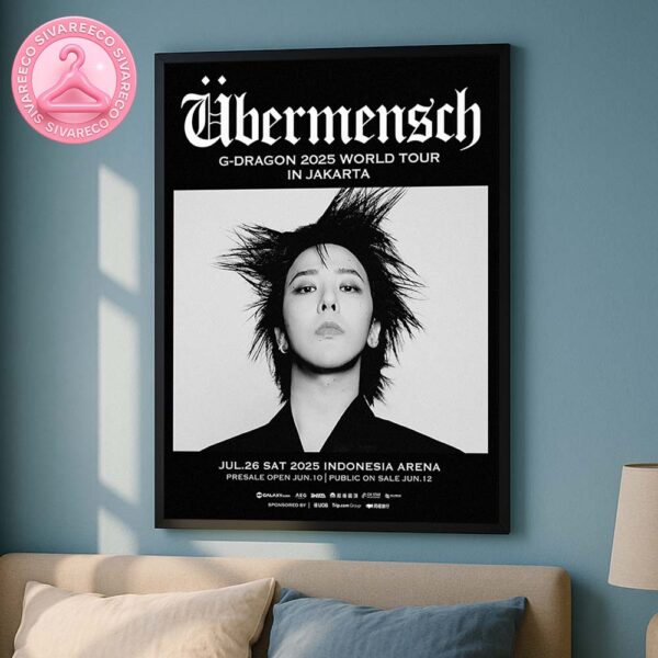 G-Dragon Übermensch World Tour 2025 Poster Jakarta Concert At Indonesia Arena Home Decor Poster Canvas