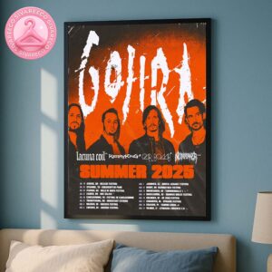 Gojira Summer Tour Poster For Europe 2025 Featuring Grunge Orange Aesthetic With Band Lineup And Festival Dates Home Decor Poster Canvas