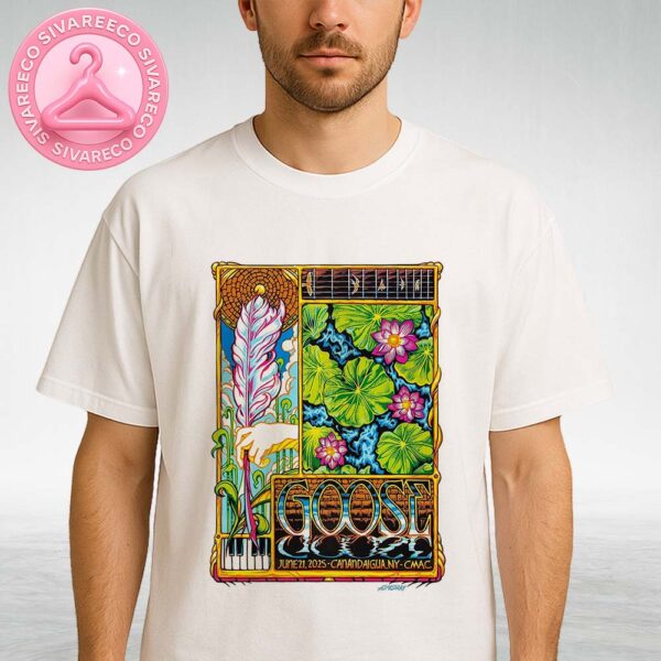 Goose Concert Poster At CMAC In Canandaigua New York On June 21 2025 – Art Nouveau Lotus Pond Design By AJ Masthay Unisex T-Shirt