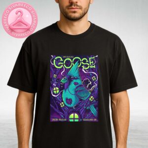 Goose Poster At Jacobs Pavilion In Cleveland Ohio On June 18 And 20 2025 Featuring Cyberpunk Cardinal Bird In Purple Forest Unisex T-Shirt