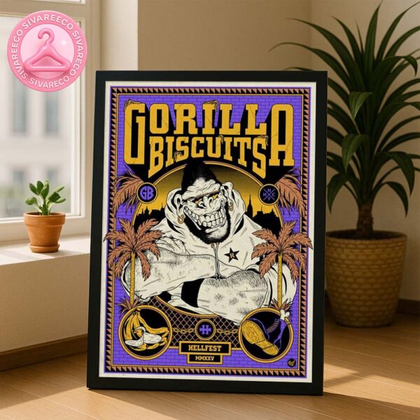 Gorilla Biscuits Music Show Poster In Clisson France At Hellfest 2025 Gorilla Artwork Home Decor Poster Canvas