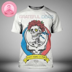Grateful Dead 60th Anniversary Music Show Poster For USA Sixty Years So Far Vintage Skeleton And Roses Art Work All Over Print Shirt