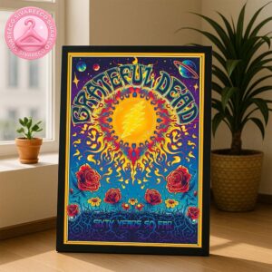Grateful Dead 60th Anniversary Sixty Year So Far Psychedelic Cosmic Sun And Roses Art Work Home Decor Poster Canvas