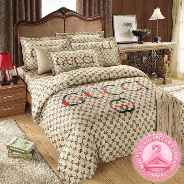 Gucci Luxury Monogram Pattern Big Logo Bedding Set
