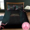 Gucci Signature Logo Vintage Luxury Monogram Background Bedding Set
