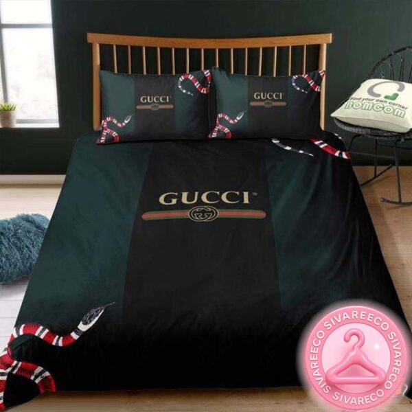 Gucci Snake Luxury Logo Monogame Brand Bedding Set