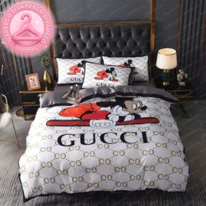 Gucci x Mickey Mouse Monogram Logo Luxury Pattern Bedding Set