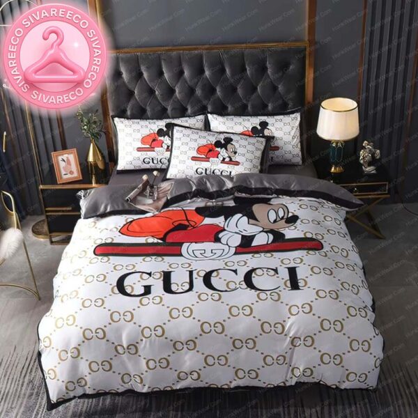Gucci x Mickey Mouse Monogram Logo Luxury Pattern Bedding Set