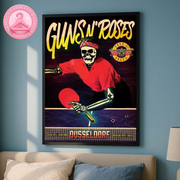 Guns N Roses Live Poster At Merkur Spiel Arena In Düsseldorf Germany On June 18 2025 With Skeleton Ping Pong Artwork Home Decor Poster Canvas